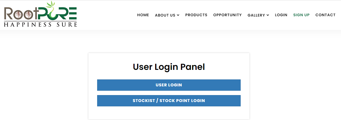 Rootpure User Login Panel